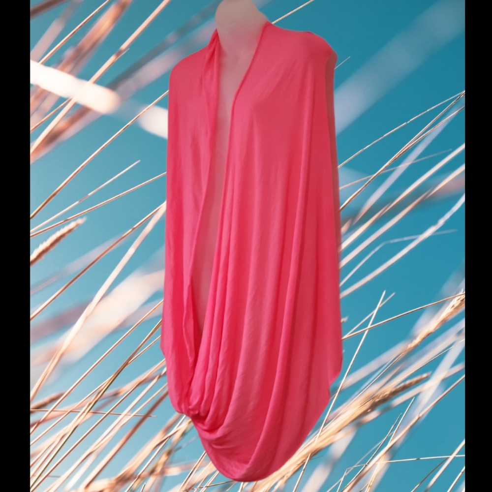 Large Semi-Sheer Bright Pink Infiniti Scarf 29x96"